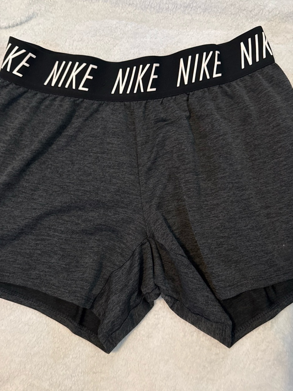 Nike Women’s Charcoal Heather Athletic Shorts with Logo Waistband